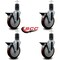 Service Caster 5'' Maroon Poly Swivel 1-5/8'' Expanding Stem Caster Set with Brake, 4PK SCC-EX20S514-PPUB-MRN-PLB-158-4 - alternate 3